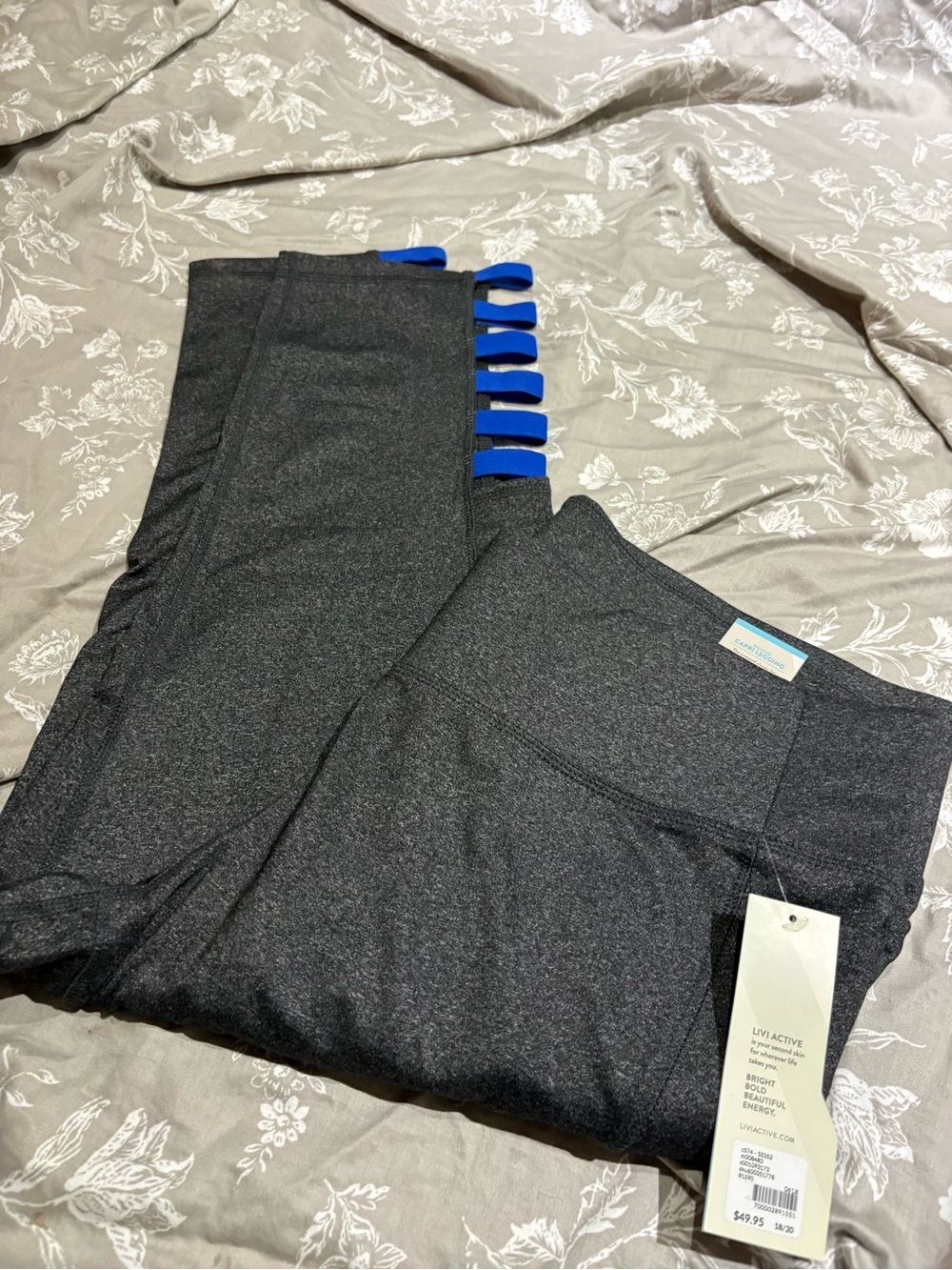 NWT Livi active wicking capri grey blue 2X 18 20